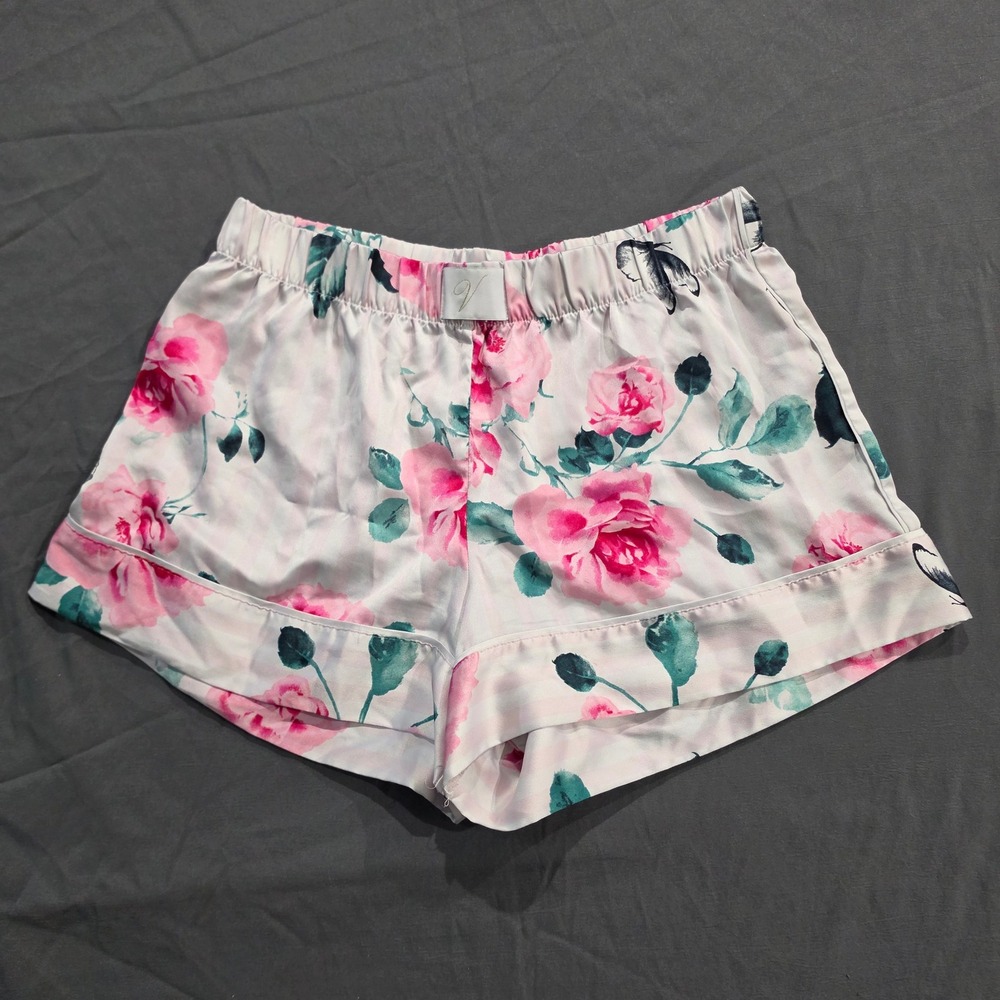 Victoria's Secret Pink Floral Stripe Satin Pajama Shorts XS 409800-QEF